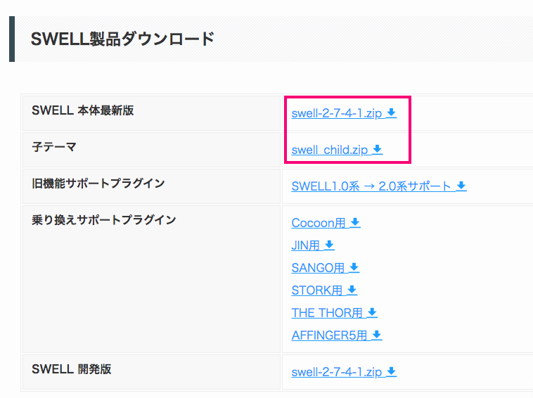SWELL 親テーマ　子テーマ　ダウンロード